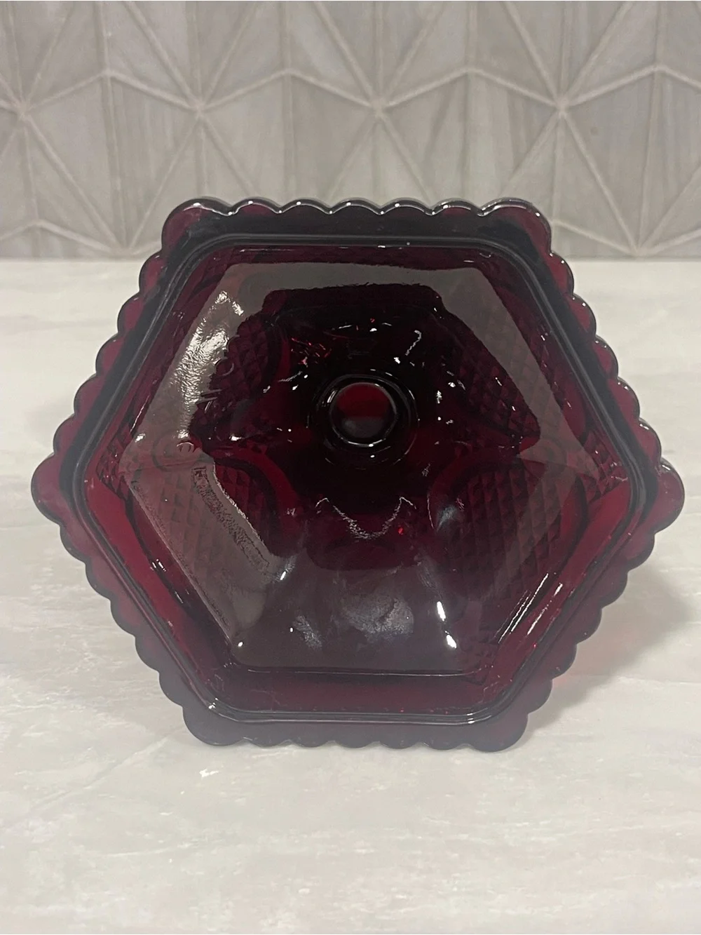 Avon Vintage Cape Cod Ruby Red Collection Candle Holder or Candy Dish